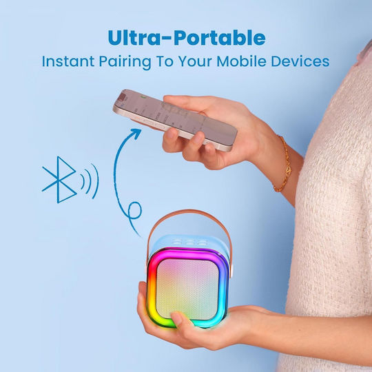 Boxă Karaoke Cu Microfon Wireless Și Efecte De Iluminare Albastre