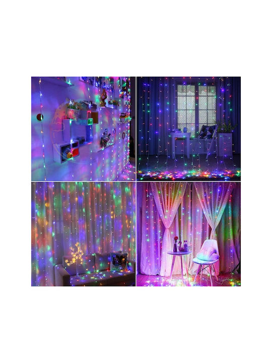 240 Lichterketten LED 3m. x 200cm Mehrfarbige Typ Vorhang 1Stück