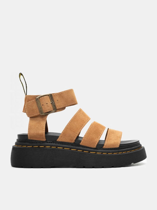 Flache Sandalen für Damen Flatforms in Braun Farbe