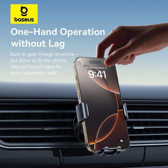 Baseus Metal Age Go Suport Auto pentru Telefon 4.7" - 6.5" cu cârlige reglabile Neagră