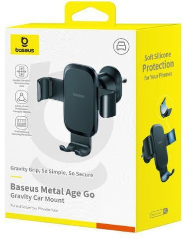 Baseus Metal Age Go Suport Auto pentru Telefon 4.7" - 6.5" cu cârlige reglabile Neagră