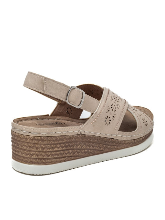 Damenplattformen Beige