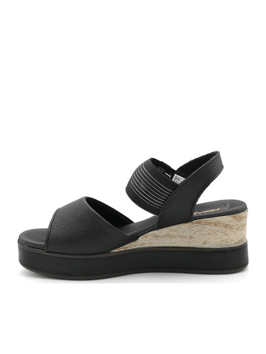 Women's Leather Platform Shoes Black
