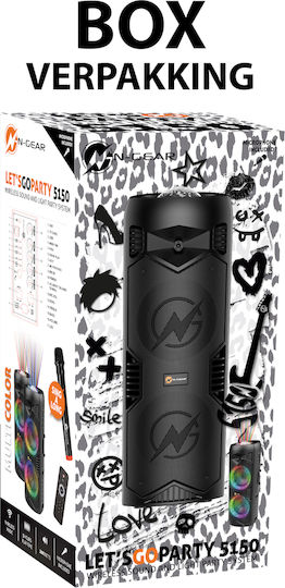 N-Gear Karaoke Speaker with Wireless Microphone and Lighting Effects Let's Go Party 5150 in Black Color