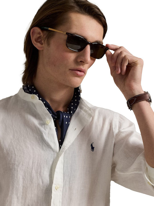 Long-sleeved Linen Shirt White