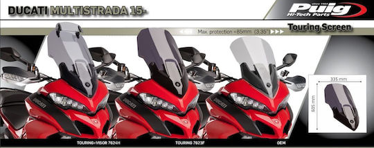 Puig Touring Motorcycle Windshield & Windscreen Tinted Visor for Ducati Multistrada 7623H-24956