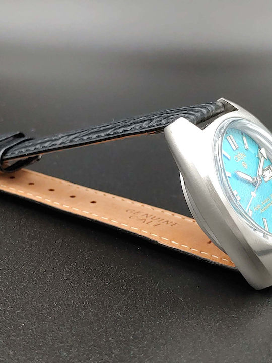 Aion Herrenuhr 14mm Batterie mit Schwarz Lederarmband