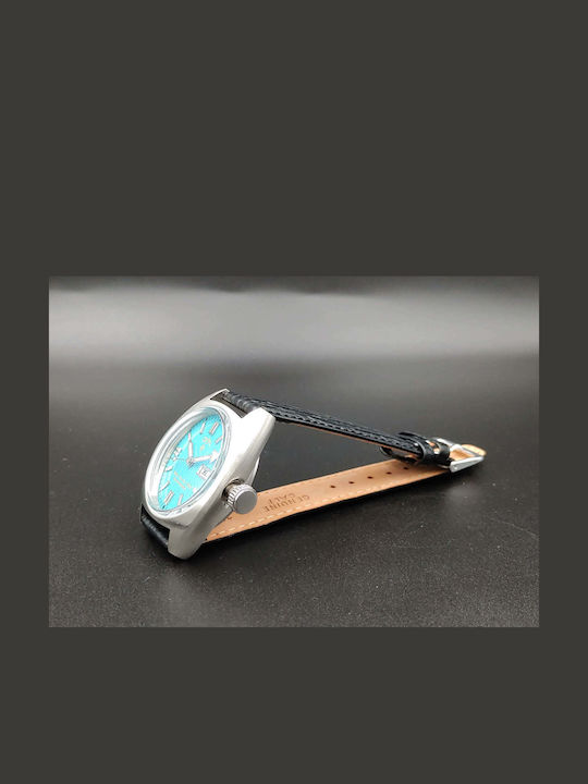 Aion Herrenuhr 14mm Batterie mit Schwarz Lederarmband