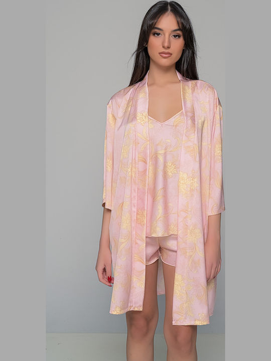Milena by Paris Summer Women's Satin Robe Pink