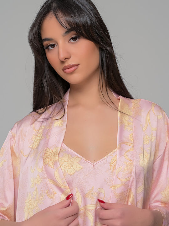Milena by Paris Summer Women's Satin Robe Pink