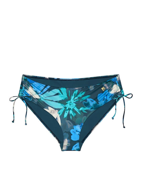 Summer Fleur Bikini Slip Floral Dark Turquoise