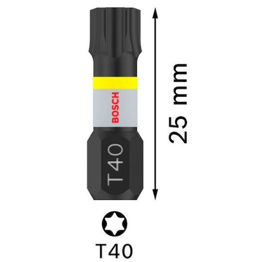 Bit Torx T40/25mm 2 Bucăți Impact Control Pro Bosch 2608522478