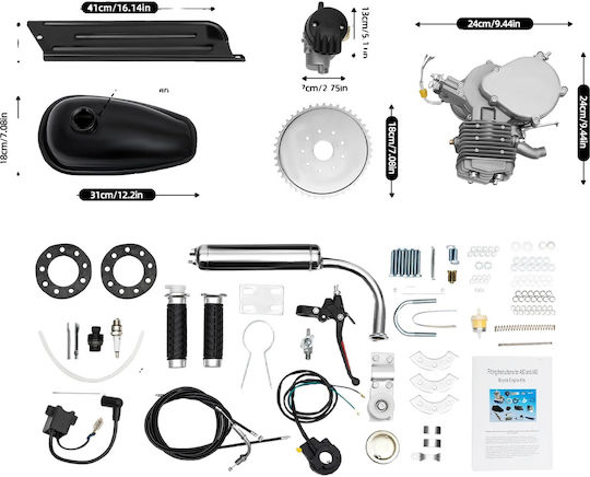 Kit motor bicicletă 80cc 2-timpi 40 Km/h Kit motor bicicletă