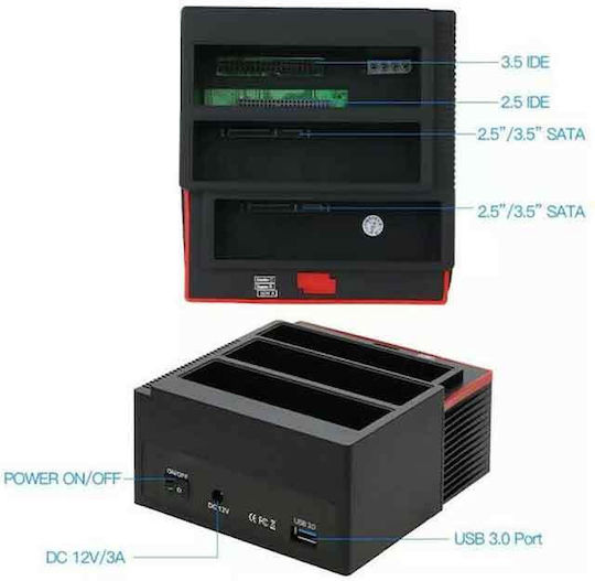 Docking Station for 2 Hard Drives SATA 2.5" / 3.5" with Connection USB 2.0 (320167)