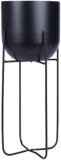 Vilde Саксия Металик Черен Със стойка 16.5x16.5x42εκ.