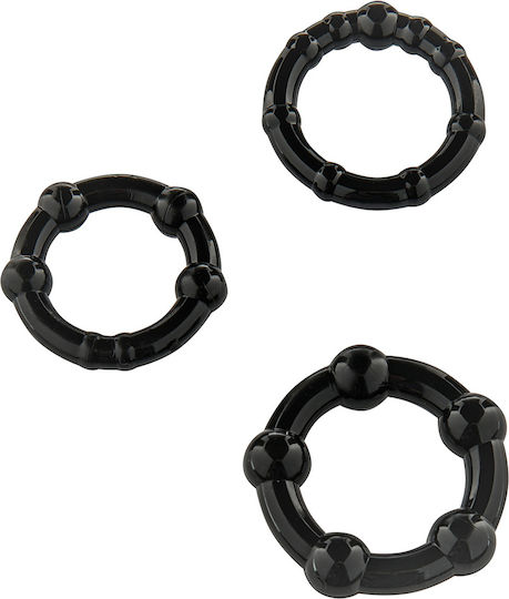 Seven Creations Stay Hard Cock Rings Black 3pcs