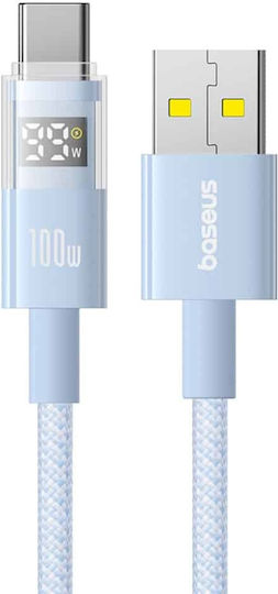 Baseus Редовна USB 2.0 Кабел USB-C мъжки - USB-A мъжки 100W Син 1м (P10382701311-00)