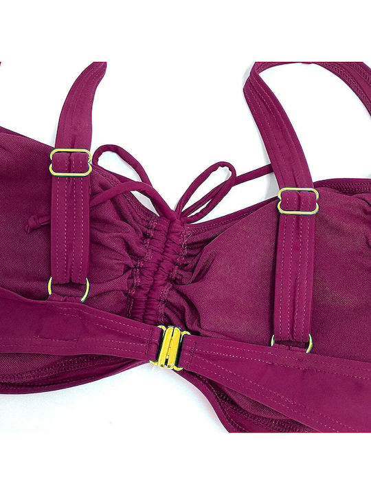Set Bikini με Αφαιρούμενη Ενίσχυση Ψηλόμεσο Μπορντό