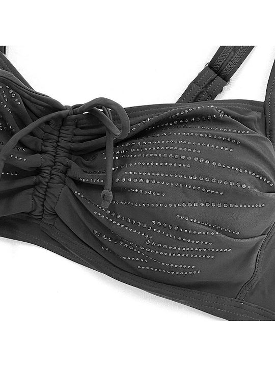 Set Bikini με Αφαιρούμενη Ενίσχυση Ψηλόμεσο Μαυρο