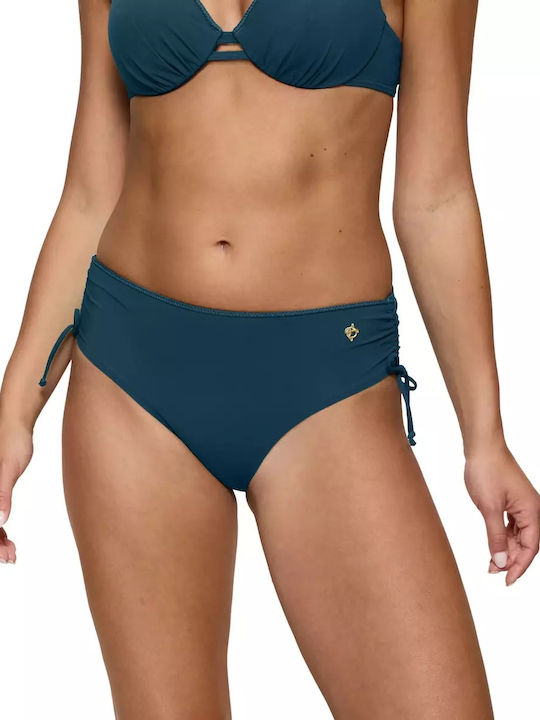 Summer Twist Bikini Slip High Waist Petrol Blue