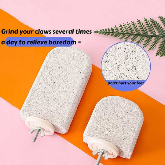 Calcium Stone Perch for Birds – Natural Nail & Beak Filing – Metal Screw M9xW7.5xH2.5cm