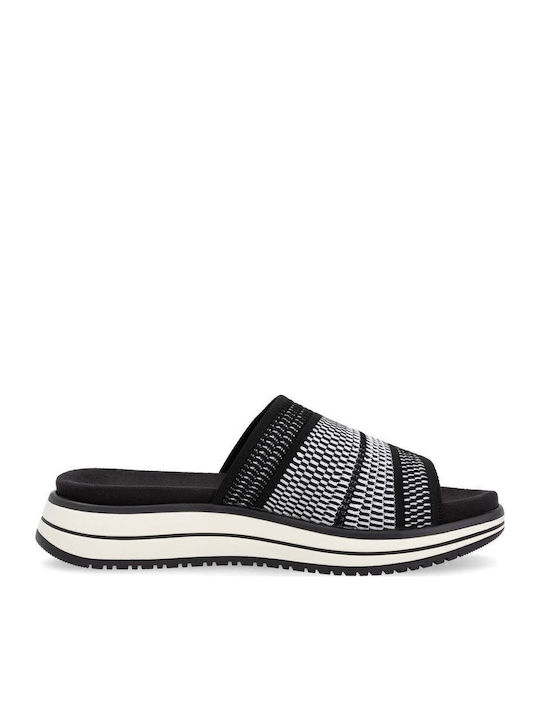 Leder Flache Sandalen für Damen Anatomisch Flatforms in Schwarz Farbe