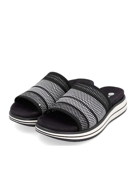 Leder Flache Sandalen für Damen Anatomisch Flatforms in Schwarz Farbe
