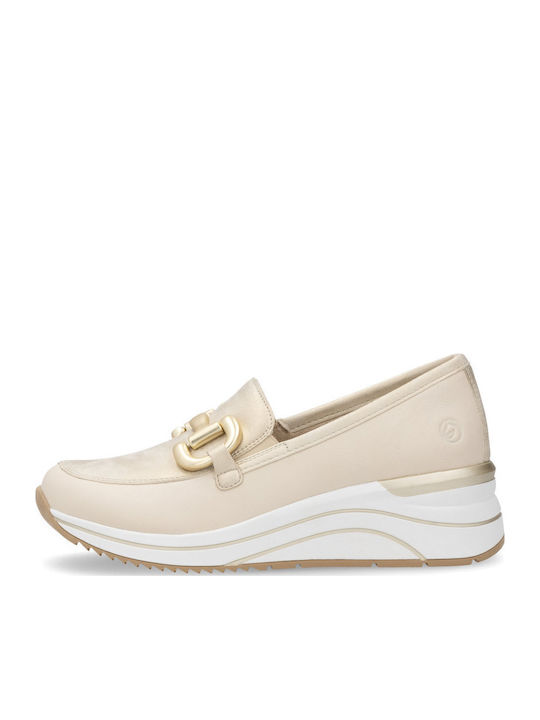 Кожени Дамски Loafers в Бежов Цвят