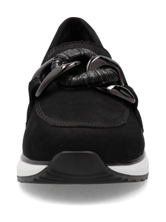 Leather Women's Moccasins in Black Color