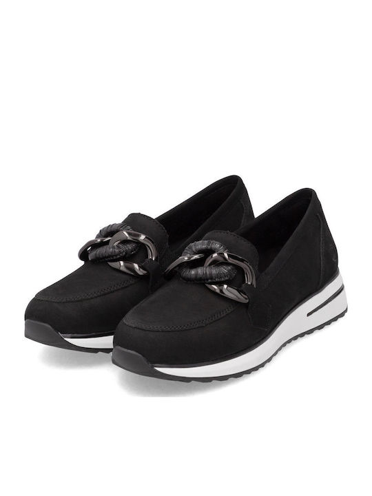 Leather Women's Moccasins in Black Color
