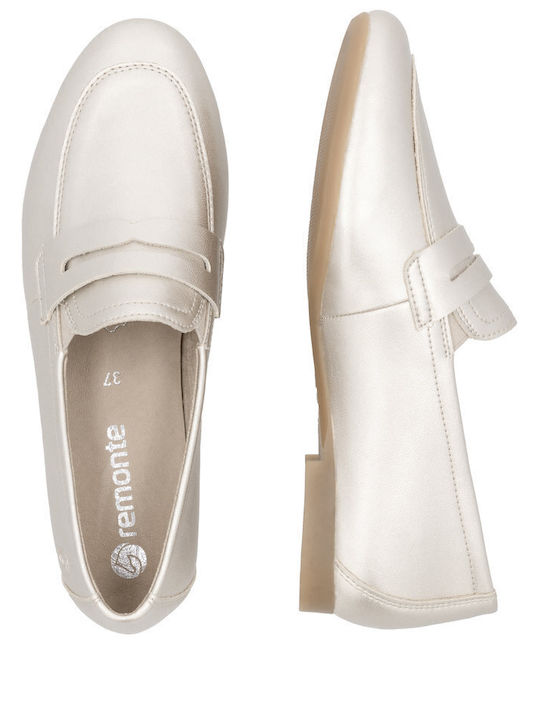 Δερμάτινα Γυναικεία Loafers σε Χρυσό Χρώμα