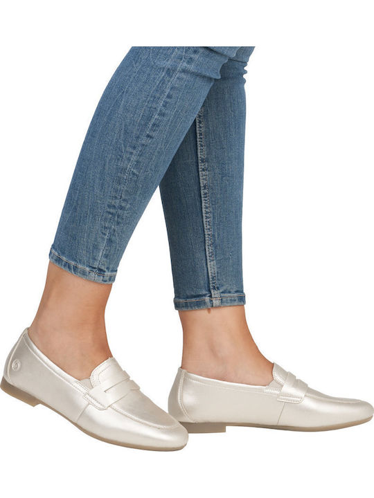 Δερμάτινα Γυναικεία Loafers σε Χρυσό Χρώμα