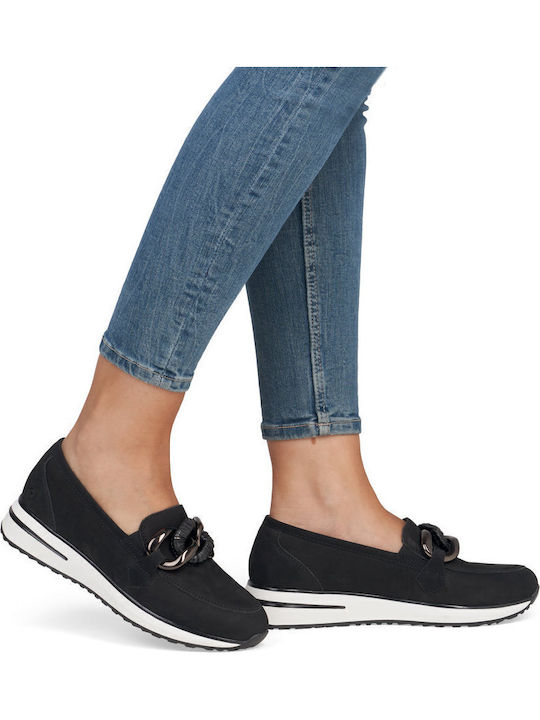 Leather Women's Moccasins in Black Color