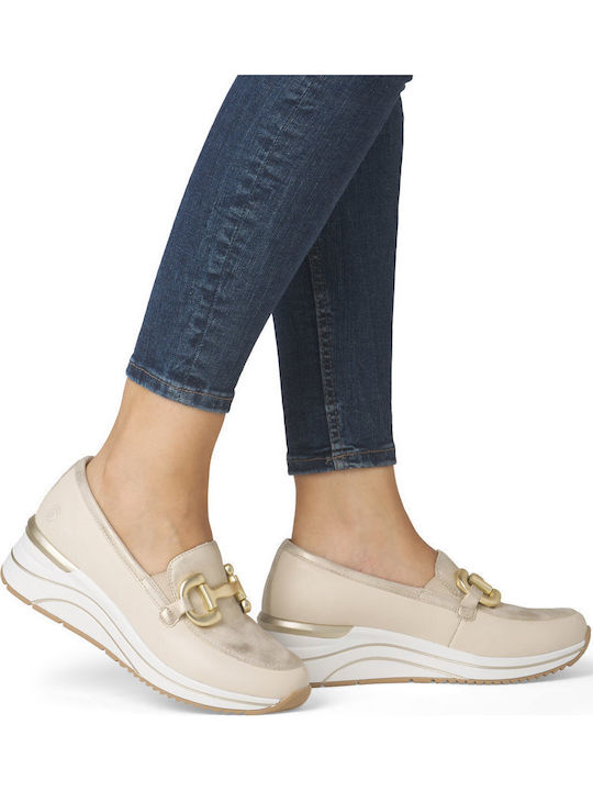Кожени Дамски Loafers в Бежов Цвят
