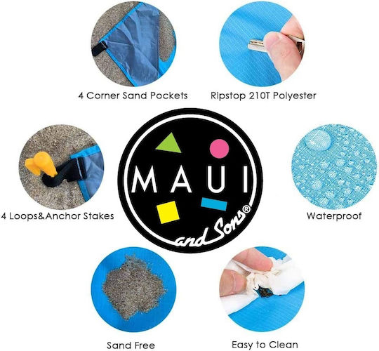 Maui & Sons Ψάθα Παραλίας Πλαστική Μπλε 190x140εκ.