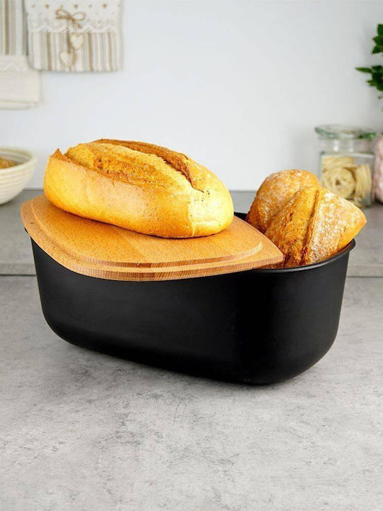 Vilde Bread Box Wooden Black 39x23.5x15.5cm