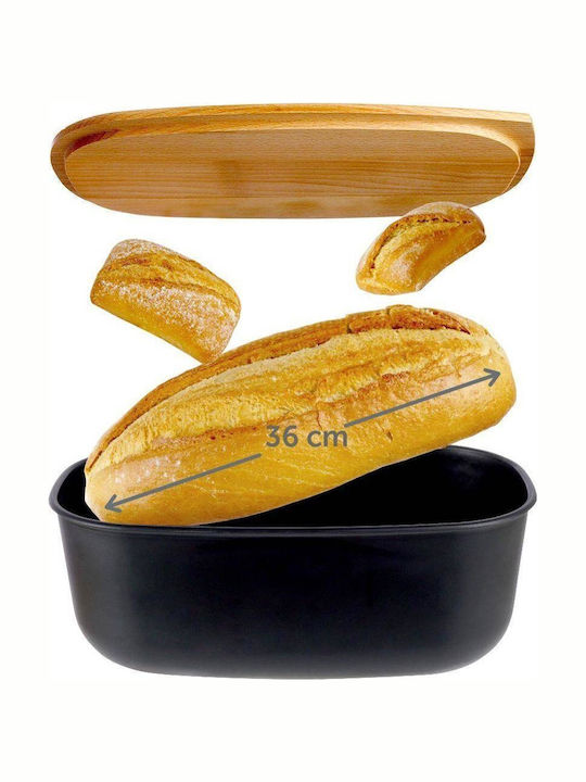 Vilde Bread Box Wooden Black 39x23.5x15.5cm