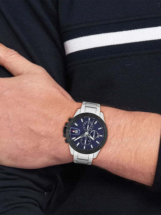 Tommy Hilfiger Jameson Men's Watch 43mm Chronograph Battery with Silver Metal Bracelet