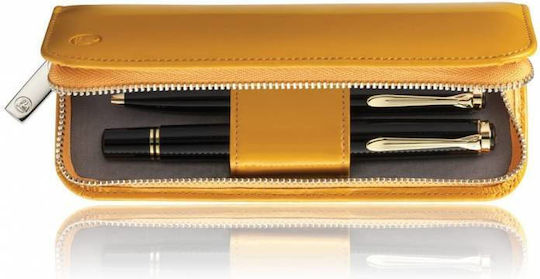 Pelikan Δερμάτινη Θήκη για 2 Στυλό σε Κίτρινο χρώμα