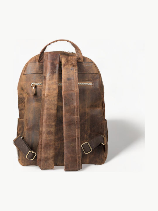 Genui Leather Backpack Καφέ
