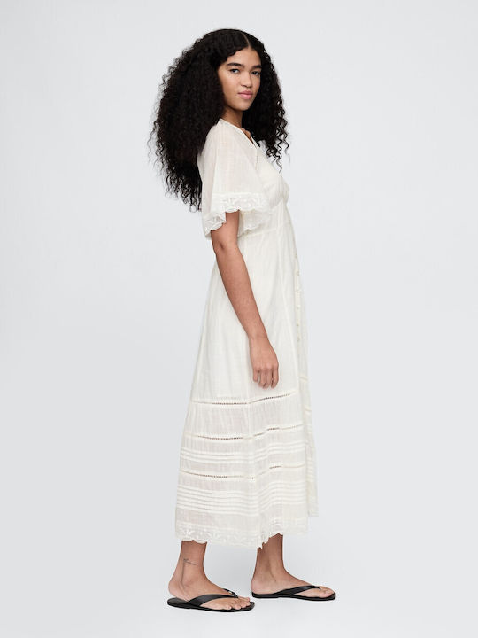 Sommer Midi Hemdkleid Off-White