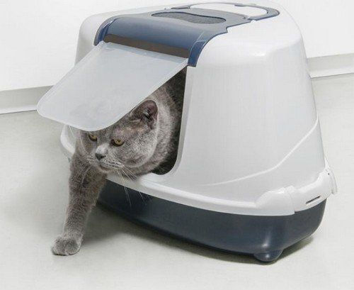 Moderna Cat Toilet Closed for Corner with Filter Blue L56 x W45 x H39cm