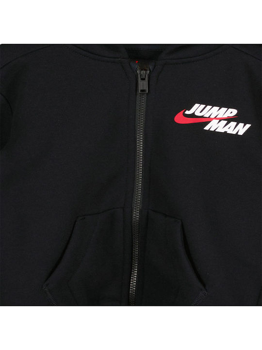 Athletic Kids Sweatshirt Cardigan with Hood Black JUMPMAN