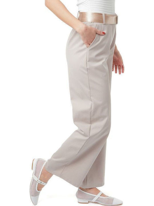 Beige Baumwollhose mit Gürtel