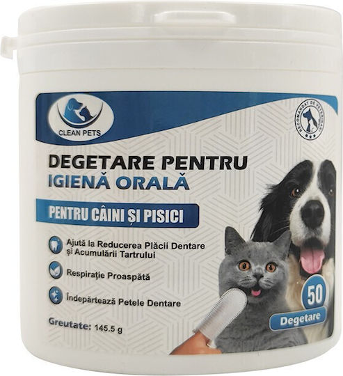 Clean Pets Îngrijirea dentară Degetar pentru câini Îngrijirea dentară pentru câini pentru Rase mici cu gust de Mentă 145.5gr 50buc