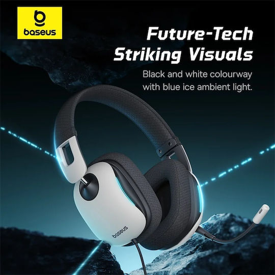 Baseus GoPlay 1+ Max Over Ear Gaming Headset με σύνδεση USB Λευκό for PC