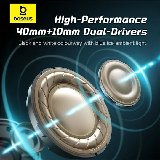 Baseus GoPlay 1+ Max Over Ear Gaming Headset με σύνδεση USB Λευκό for PC