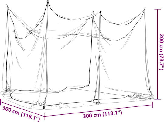 vidaXL Camping Mosquitos Nest Black 300x300x200cm