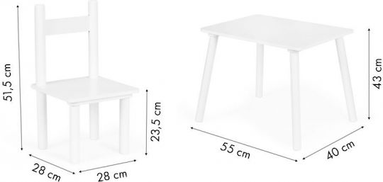 Kinder Tischset mit Stühlen aus Holz Weiß Ecotoys