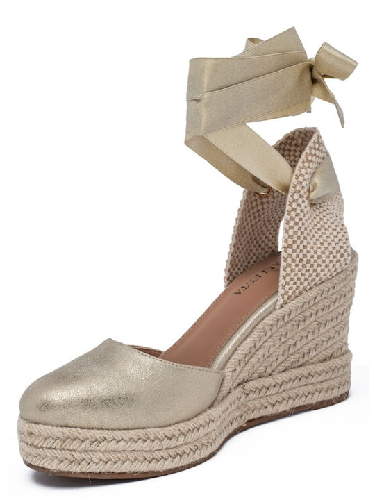 Damenplattformen im Espadrilles-Stil Goldene